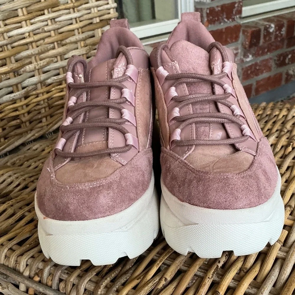 Madden Girl Bounce Platform Sneakers Dusty Pink Blush Chunky Dad Shoes Womens 8M